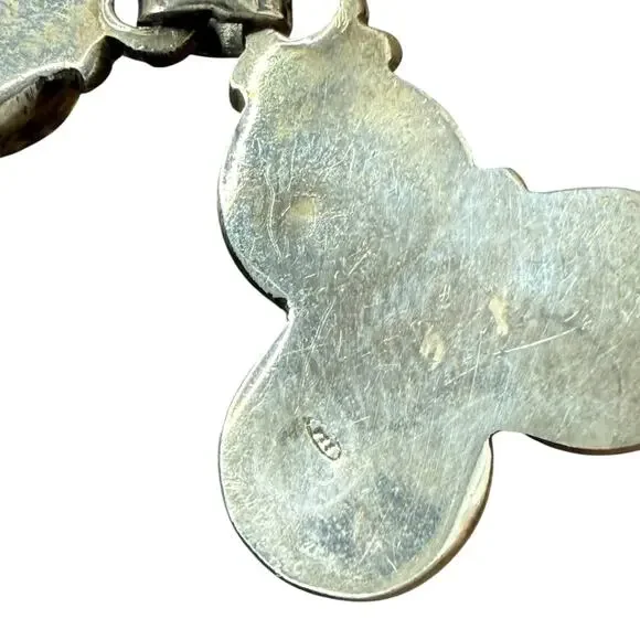 Vintage Southwestern Onyx Cabochon stations necklace 18 inch Sterling 925 - Picture 6 of 7